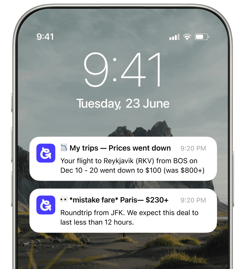 Get flight alerts to dream destinations
