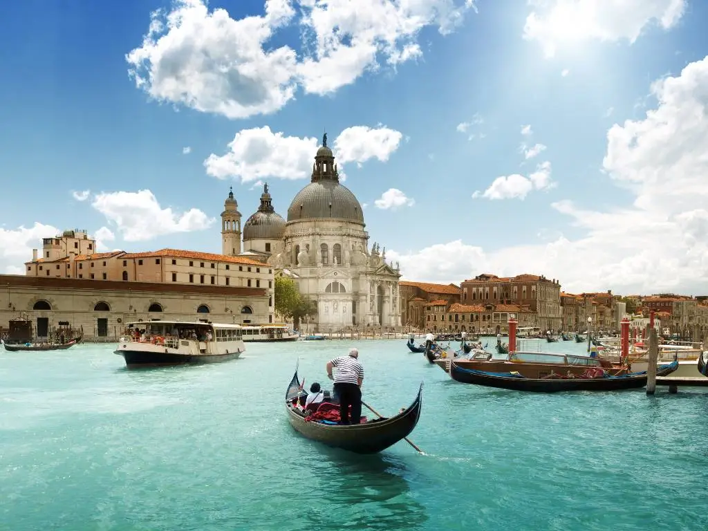 Gondola on the Grand Canal in Venice.